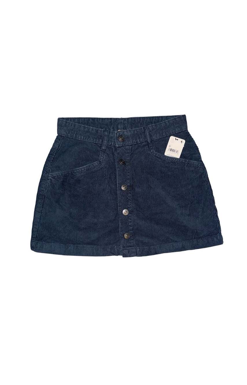 Free People Corduroy Skirt Size 0 Blue Button Front Mini